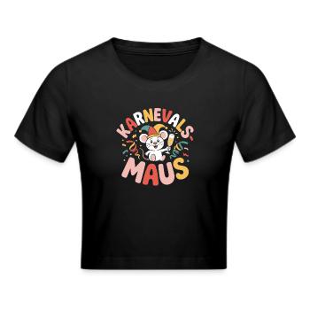 Karnevalsmaus Karneval Köln Kölner Karnevals Maus - Frauen Cropped T-Shirt - Schwarz - Vorne - Marisol (170cm)