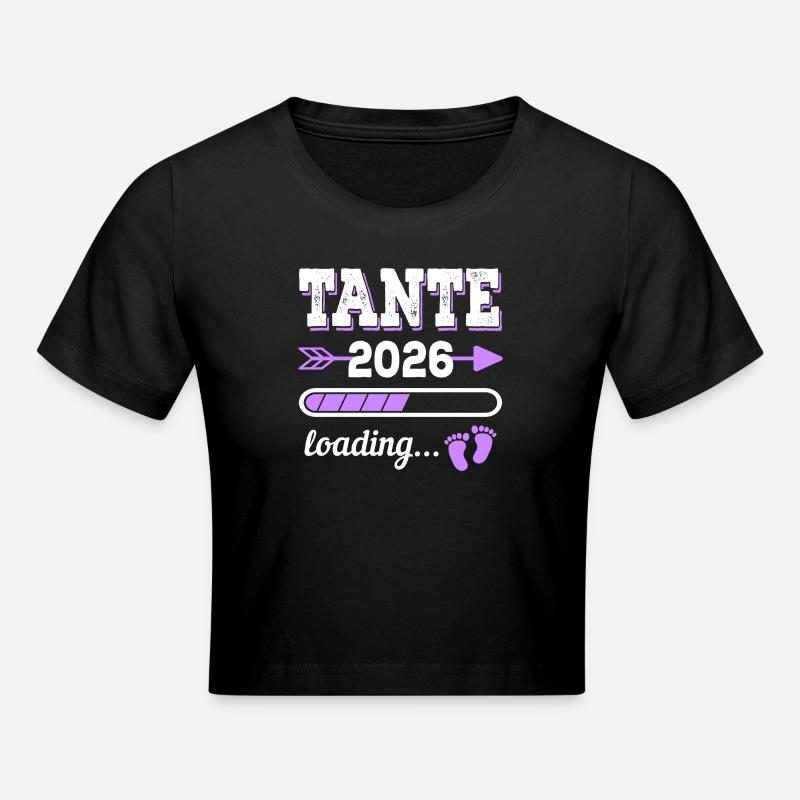 Aunt 2026 Loading Pregnancy Gift Idea - Cropped T-Shirt - black