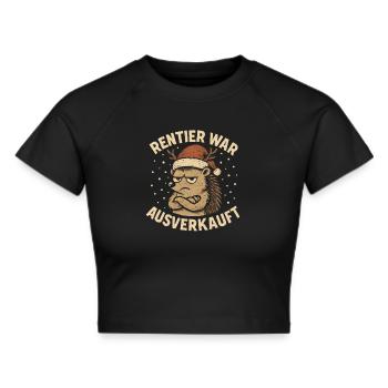 Weihnachten Spruch Humor Igel Lustig Rentier - Frauen Cropped T-Shirt - Schwarz - Vorne - Marisol (170cm)