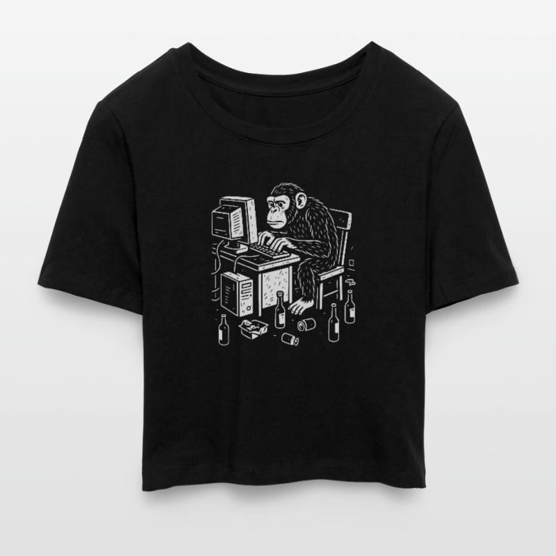 Deskbound Monkey Coder Cropped T-Shirt