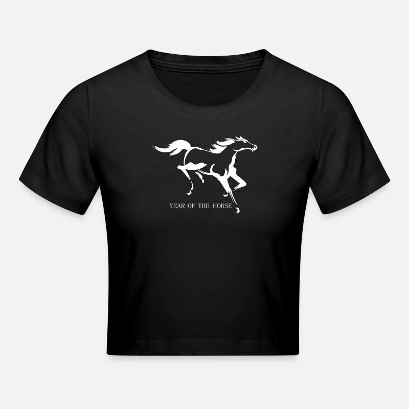 Silhouette élégante du cheval de course Année du cheval - Crop top - noir