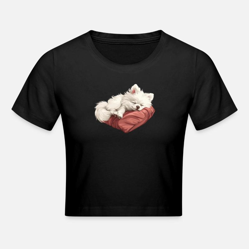 Chiot Spitz endormi - Crop top - noir