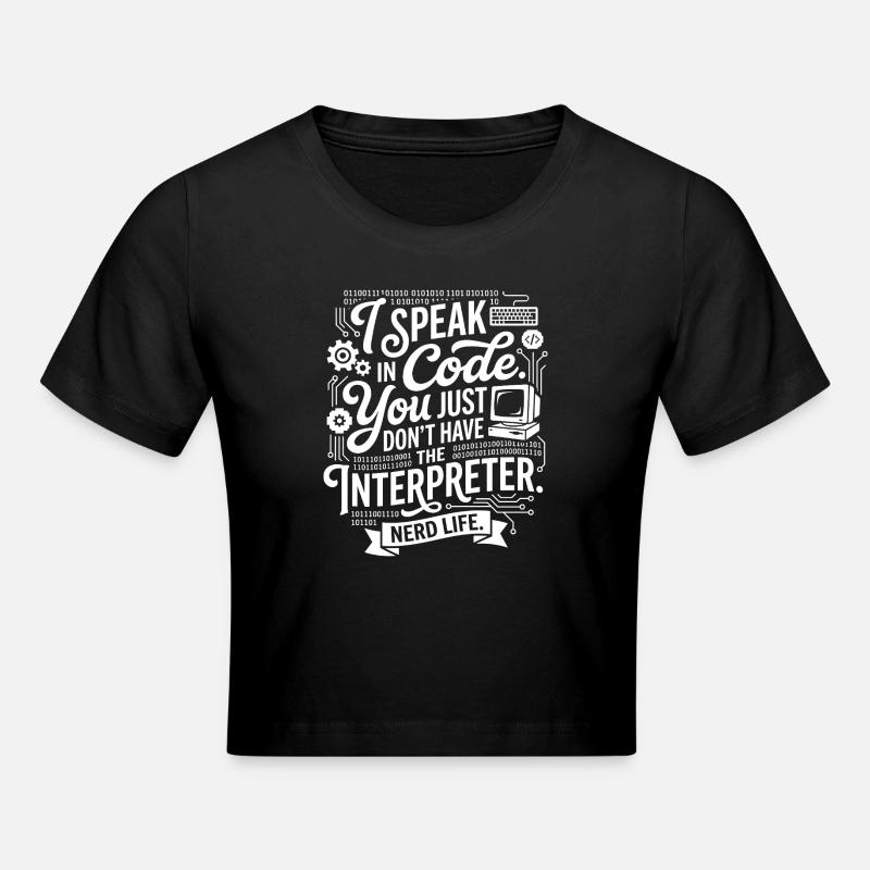 Codeflüstern Nerdleben - Frauen Cropped T-Shirt - Schwarz
