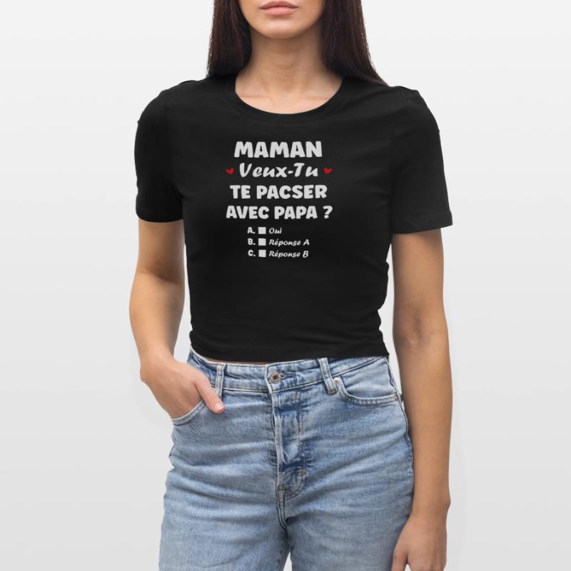 Mama, willst du eine eingetragene Lebenspartnerschaft mit Papa eingehen? Frauen Cropped T-Shirt