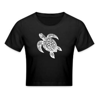 Tribal Schildkröte Mystische Natur und Geometrie - Frauen Cropped T-Shirt - Schwarz - Vorne - Marisol (170cm)