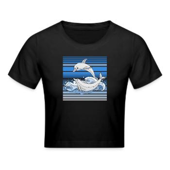 Dolphins - Cropped T-Shirt - black - Front - Marisol (170cm)