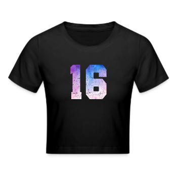 Ausgabe 16 – 16. Jubiläumsgeschenk - Frauen Cropped T-Shirt - Schwarz - Vorne - Marisol (170cm)