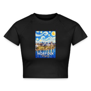 Norfolk Skyline Sternennacht - Frauen Cropped T-Shirt - Schwarz - Vorne - Marisol (170cm)