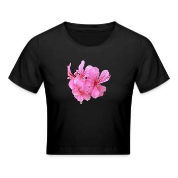 Vibrant_Pink_Geranium_Flowers - Frauen Cropped T-Shirt - Schwarz - Vorne - Marisol (170cm)