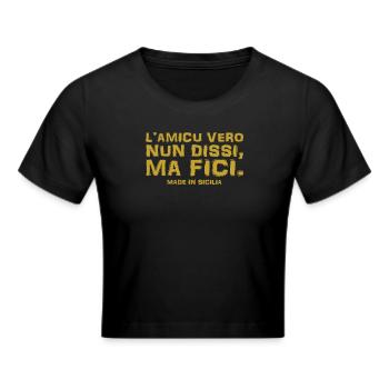 t shirt Sicilia proverbio siciliano amicizia - Maglietta crop - nero - Fronte - Marisol (170cm)