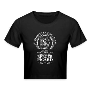 BERGER PICARD Schutzengel Hundespruch Wilsigns - Frauen Cropped T-Shirt - Schwarz - Vorne - Marisol (170cm)