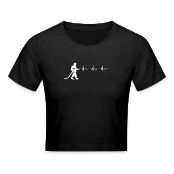 Feuerwehrmann Feuerwehr EKG Herzschlag - Frauen Cropped T-Shirt - Schwarz - Vorne - Marisol (170cm)
