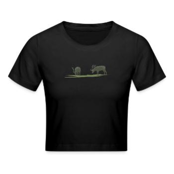 Moose or deer grazing - Cropped T-Shirt - black - Front - Marisol (170cm)