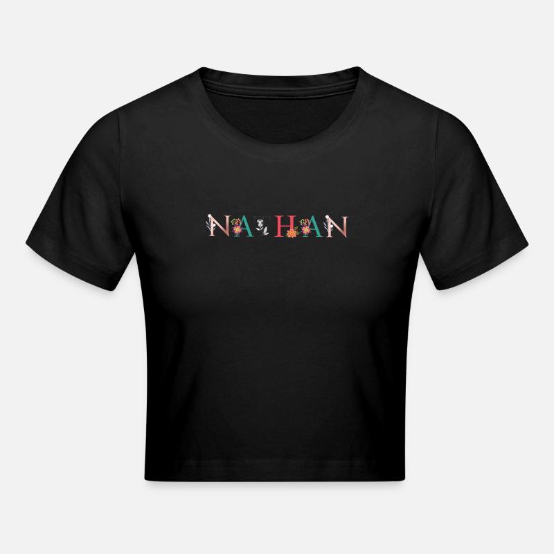 NATHAN Name Art avec fleurs brodées - Crop top - noir
