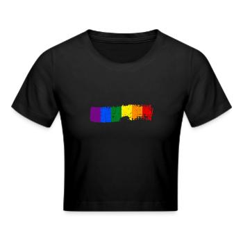 Pinselstrich Regenbogenflagge - Frauen Cropped T-Shirt - Schwarz - Vorne - Marisol (170cm)