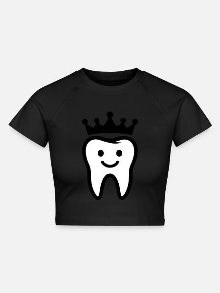 Zahn Krone - Cropped Frauen Organic T-Shirt - Schwarz