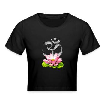 Lotusblume Om Symbol - Frauen Cropped T-Shirt - Schwarz - Vorne - Marisol (170cm)