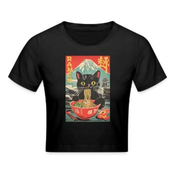 Vintage Anime Cat Ramen Japon - Crop top - noir - Devant - Marisol (170cm)