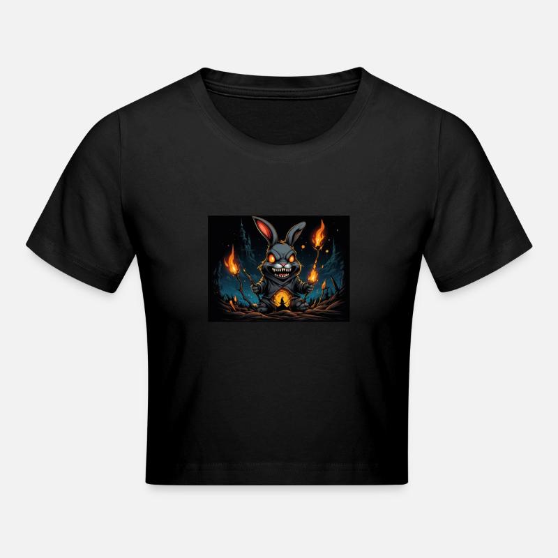 Angry Rabbit - Cropped T-Shirt - black