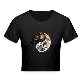 Yin Yang - Frauen Cropped T-Shirt - Schwarz - Vorne - Marisol (170cm)