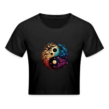 Yin Yang - Cropped T-Shirt - zwart - Voor - Marisol (170cm)