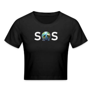 SOS - Weinende traurige Erde Klimawandel - Frauen Cropped T-Shirt - Schwarz - Vorne - Marisol (170cm)