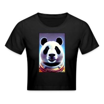 Pandabär Panda Astronaut Zukunft Sci-Fi Technik - Frauen Cropped T-Shirt - Schwarz - Vorne - Marisol (170cm)