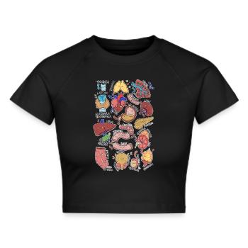Innere Medizin, Anatomie, Physiologie (Kawaii) - Frauen Cropped T-Shirt - Schwarz - Vorne - Marisol (170cm)