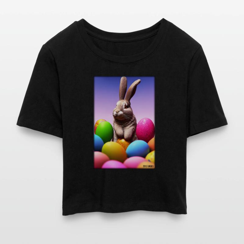Rabbit Easter Easter Pet Easter Holiday Cropped T-Shirt