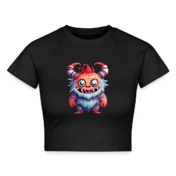 Oni Wasserfarben Zeichnung - Frauen Cropped T-Shirt - Schwarz - Vorne - Marisol (170cm)