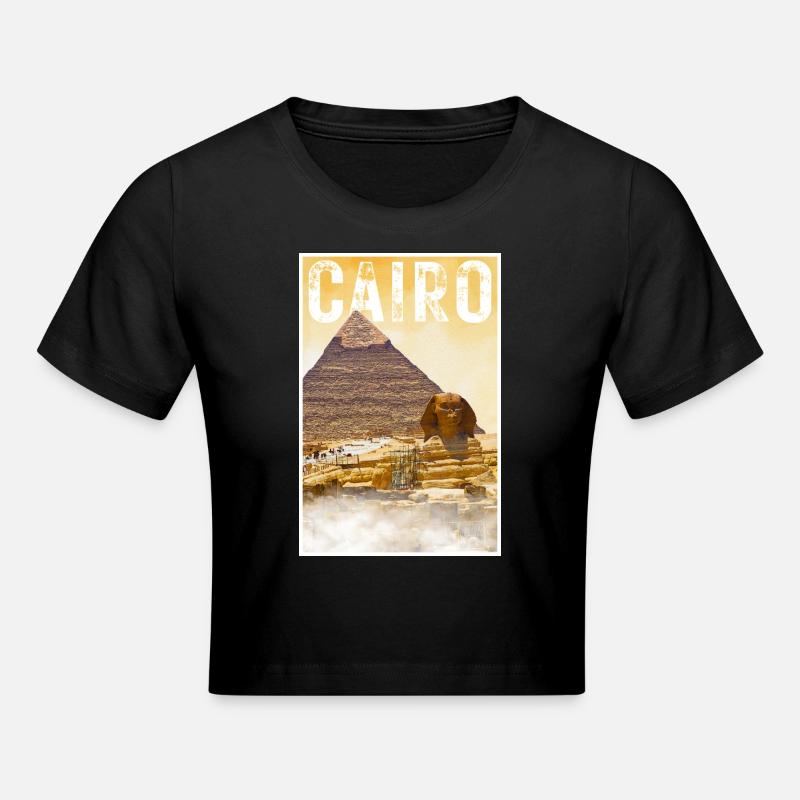 Affiche de voyage vintage du Caire avec pyramide et sphinx - Crop top - noir