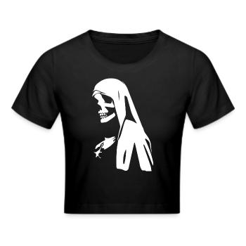 Wagen Sie es, sich in einzigartiger Horror-Nonne, Satanic, - Frauen Cropped T-Shirt - Schwarz - Vorne - Marisol (170cm)
