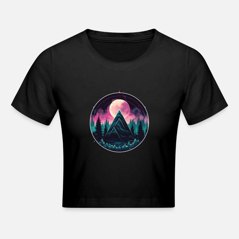 Synthwave Triangles - Cropped T-Shirt - black