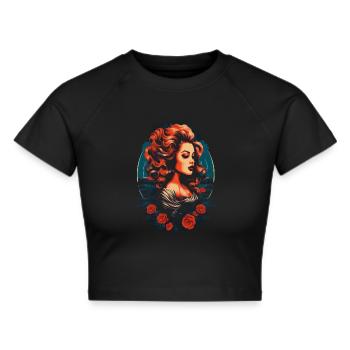 Retro - Cropped T-Shirt - black - Front - Marisol (170cm)