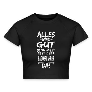 BAGGERFAHRER - Frauen Cropped T-Shirt - Schwarz - Vorne - Marisol (170cm)