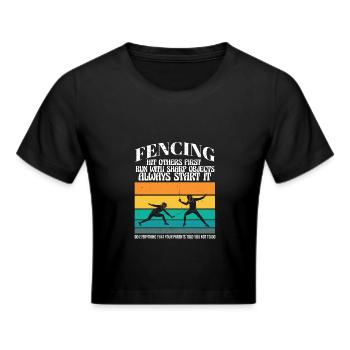 Drôle Escrime Athlète Entraîneur Sports De Combat Épée - Crop top - noir - Devant - Marisol (170cm)