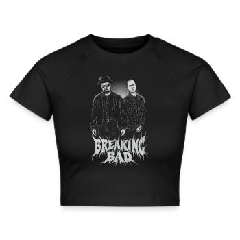 Breaking Bad Walter and Jesse Line Art - Cropped T-Shirt - black - Front - Marisol (170cm)