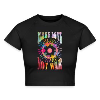 Come Together - Make Love Not War 1 - Frauen Cropped T-Shirt - Schwarz - Vorne - Marisol (170cm)