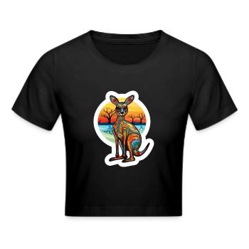 Australien - Känguru - Frauen Cropped T-Shirt - Schwarz - Vorne - Marisol (170cm)