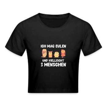 Nachteule Eule Eulen Vogel - Frauen Cropped T-Shirt - Schwarz - Vorne - Marisol (170cm)