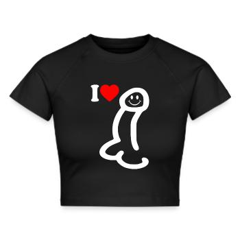 I love cock - Frauen Cropped T-Shirt - Schwarz - Vorne - Marisol (170cm)