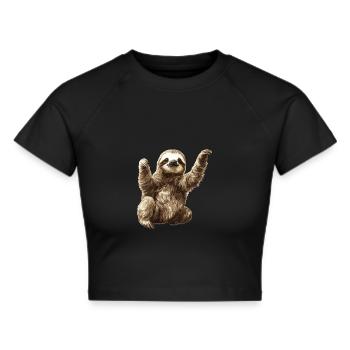 Sloths Sloth - Cropped T-Shirt - black - Front - Marisol (170cm)