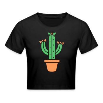 Kaktus - Frauen Cropped T-Shirt - Schwarz - Vorne - Marisol (170cm)