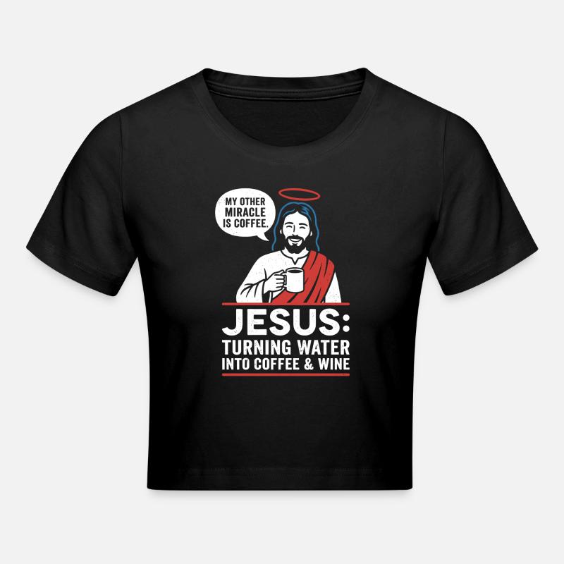 Graphique du miracle du café Jésus - Crop top - noir