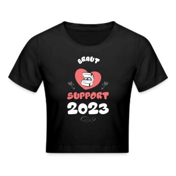 Braut Support 2023 Hochzeit Herz - Frauen Cropped T-Shirt - Schwarz - Vorne - Marisol (170cm)