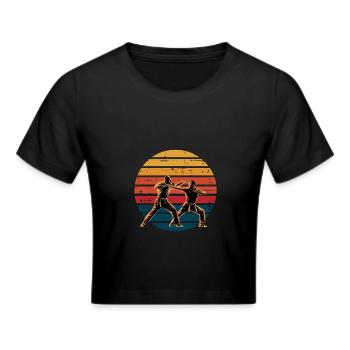 Krav Maga Retro Vintage Martial Arts Training Gift - Frauen Cropped T-Shirt - Schwarz - Vorne - Marisol (170cm)