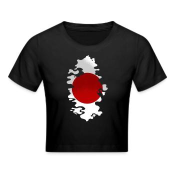Japan Flag Used Look Nihon Japanese Flag - Cropped T-Shirt - black - Front - Marisol (170cm)