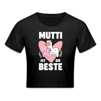 Lama Alpaka Muttertag Mutter Mama - Frauen Cropped T-Shirt - Schwarz - Vorne - Marisol (170cm)