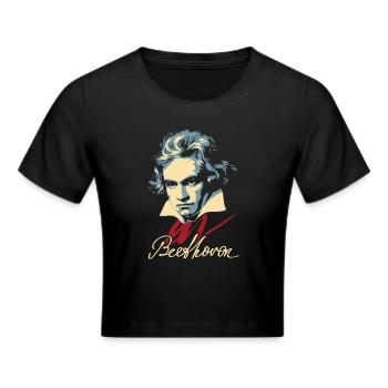 Beethoven (dunkel) - Frauen Cropped T-Shirt - Schwarz - Vorne - Marisol (170cm)