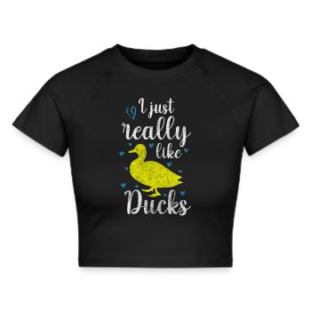Duck Quack Nature - Cropped T-Shirt - black - Front - Marisol (170cm)